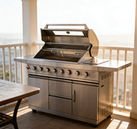 Cuisine extérieure modulaire en acier inoxydable 304 OEM, résistante à la rouille, facile à nettoyer, hygiénique, barbecue au gaz GPL ou au gaz naturel pour patio