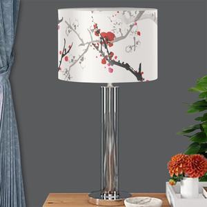 居心地の良い丸いランプカバー金属ワイヤーフレーム付きベッドサイドデスク花柄ランプシェードベッドルームデコレーションプリントオンデマンド - Product Image 1