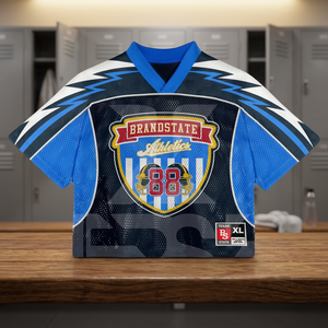 Unisex Boxy <b>T</b>-<b>Shirt</b> Customized Athletic <b>Polyester</b> Mesh Jersey Oversized Cropped Sublimation Printed Logo Streetwear Football OEM - Product Image 3
