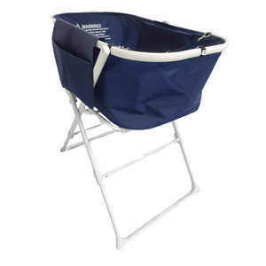 Foldable Pet Bath Tub Navy Blue Gray Metal <b>Frame</b> Adjustable Indoor Outdoor Dog Cat Bathtub - Product Image 2