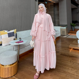 Novità 2026 Abaya Islamico Chiuso per Donna, Vestito Musulmano in Chiffon a Doppio Strato, Abito Lungo con Balze a Strati per Donna - Product Image 3