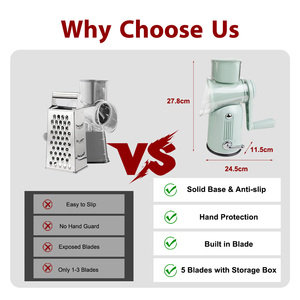 キッチンツールプラスチック製ガジェット野菜カッターポテトカッターラウンドロータリーチーズおろし金多機能機械野菜スライサー - Product Image 5