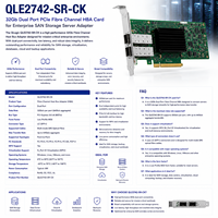 Carte HBA Fibre Channel PCIe double port Q Logic QLE2742-SR-CK 32 Go pour serveur de stockage SAN d'entreprise