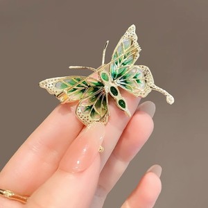 Vintage elegante retro feminino esmeralda jóias borboleta vidro broche presente - Product Image 5
