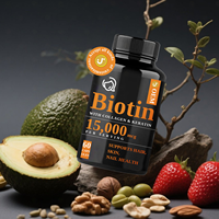 Capsules de biotine en marque blanche 1000mcg, 60 unités, pour soutenir la santé des cheveux, de la peau et des ongles, usage adulte, durée de conservation de 24 mois, sans E171, végétalien, vente en gros