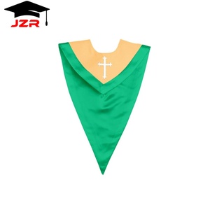 Nuova Stola di Laurea Reversibile a V JZR con Ricamo a Punto Croce per Uso Scolastico, 100% Poliestere - Product Image 3