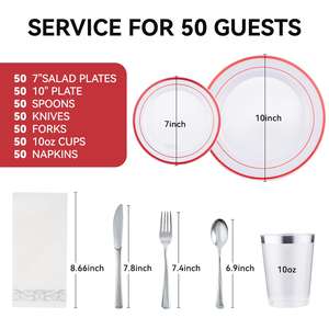 Kit práctico de artículos desechables para fiestas, juego de vajilla de plástico con cubiertos y cucharas para uso en exteriores. - Product Image 5