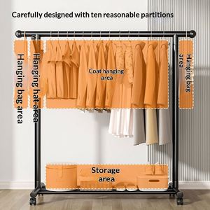 <span class=keywords><strong>Porte</strong></span>-<span class=keywords><strong>manteau</strong></span> sur pied en métal à double barre, structure en acier, quatre roulettes, crochets latéraux, pour chambre, entrée, <span class=keywords><strong>vestiaire</strong></span> - Product Image 4