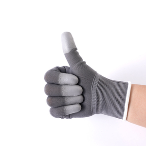 Guantes de trabajo personalizados para hombre, guantes de mano para construcción de jardín, guantes de seguridad resistentes a los cortes con revestimiento de <span class=keywords><strong>PU</strong></span>, logotipo personalizado, gris - Product Image 1