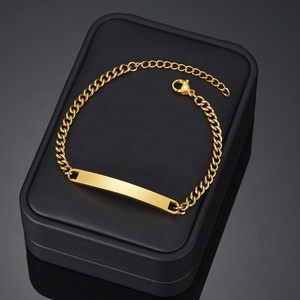 Plaque nominative personnalisée <span class=keywords><strong>gravée</strong></span> tendance en acier inoxydable plaqué or pour chaîne <span class=keywords><strong>gourmette</strong></span>, bijoux cadeau en gros OEM - Product Image 3