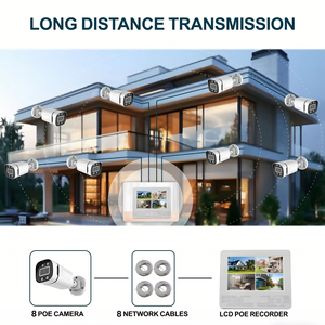 Kit de caméra de sécurité réseau IP POE TSEye 8CH 8MP 4K avec moniteur LCD, système de surveillance, étanche IP67 - Product Image 4