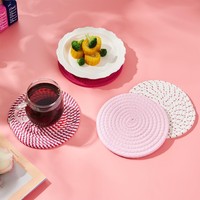 Ensemble de dessous-de-plat ronds en coton de 18 cm pour plats chauds, casseroles, comptoirs de cuisine, table, tapis anti-chaleur, accessoires de cuisine
