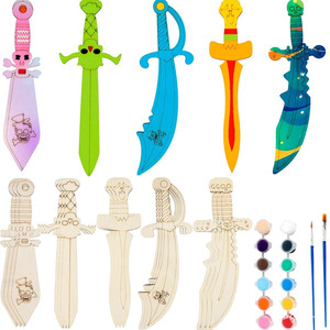 Nichoirs en bois non finis avec bandes de peinture contreplaqué cadeau d'Halloween bricolage pour enfants coloriage en bois Pirate épée artisanat - Product Image 1