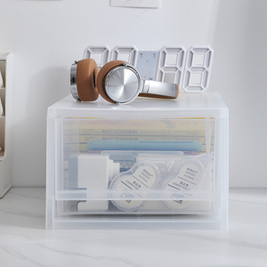 Transparent Desktop <b>Storage</b> Box With <b>Drawers</b> Large Capacity <b>Stackable</b> For Makeup And Office Organization - Product Image 4