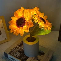 Lampe de nuit à 3 LED rechargeable en forme de tournesol, éclairage intérieur, décoration de chevet de chambre, lampe de table, lampes de nuit