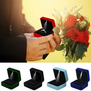 Manufacturer Wholesales High-end Square LED Lights Velvet Jewelry <b>Boxes</b> for <b>Rings</b> Necklaces Pendants Bracelets Packaging <b>Boxes</b> - Product Image 1