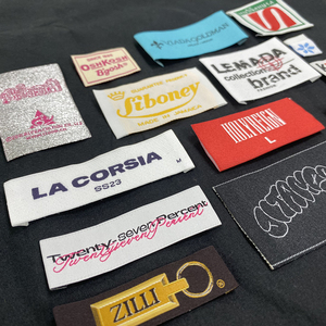 Etiqueta de algodón lavable con logotipo de marca privada personalizada de gran oferta, etiqueta tejida de tela de costura para ropa y bolsos - Product Image 1