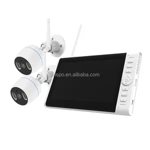 2MP 2CH Wifi套件NVR，带7英寸LCD监视器多in-one 1080P防水摄像机CCTV摄像机系统即插即用监控包