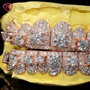 <span class=keywords><strong>Grillz</strong></span> Personalizzati con Moissanite, Denti con Grandi Pietre, Argento Sterling 925, VVS Iced Out, Stile Hip-Hop con Diamanti Moissanite - Product Image 1