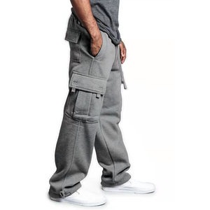 Pantaloni Cargo Oversize <span class=keywords><strong>Grigi</strong></span> con 6 Tasche Personalizzati per <span class=keywords><strong>Uomo</strong></span> <span class=keywords><strong>Joggers</strong></span> Dritti Stile Streetwear - Product Image 2