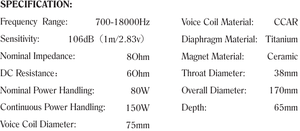 ทวีตเตอร์เสียงแหลมระดับมืออาชีพ T75-1 Pro Audio ขนาด 75 มม. วอยซ์คอยล์ CCAR ความไว 106dB กำลังขับ 150W ช่วงความถี่ 700 - 18000Hz สำหรับงานเสียงระดับมืออาชีพ - Product Image 4