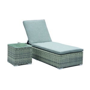 Jardin Extérieur PE Rotin Réglable Classique Salon avec Table <span class=keywords><strong>D</strong></span>'<span class=keywords><strong>appoint</strong></span> avec Coussin Épais - Product Image 4