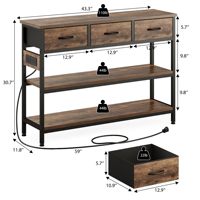 Table console moderne en bois SENYU avec 3 tiroirs pour l'arrière du canapé, idéale pour le salon, l'entrée et le rangement dans le couloir