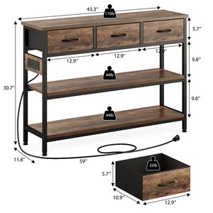 Table console moderne en bois SENYU avec 3 tiroirs pour l'arrière du canapé, idéale pour le salon, l'entrée et le rangement dans le couloir - Product Image 2