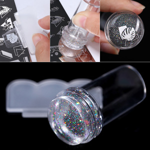 Outil <span class=keywords><strong>de</strong></span> tamponnage pour nail art, tête en silicone transparente colorée avec poignée, pour estampage <span class=keywords><strong>de</strong></span> motifs français sur les ongles - Product Image 4