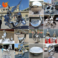 Escultura Abstracta de Acero Inoxidable para Exteriores, Gran Espejo Pulido, Adornos Decorativos para Jardín, Escultura Metálica Moderna