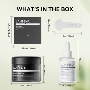 Sérum Réducteur de Pores et Bandes Purifiantes pour le Nez Lanbena – Kit de Soins Cutanés Deux-en-un 30G/30ml - Product Image 6