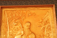 Décoration Murale Dorée en Relief, Tableau Mural Encadré, Applique Murale Intérieure, Peinture Murale, Décoration Murale