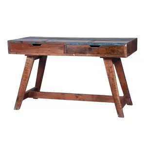 Schreibtisch aus Holz Mangoloden-Konsole Tisch industrieller Schreibtisch Heimarbeit Vintage altmodische charmante raue indische Oberfläche Möbel