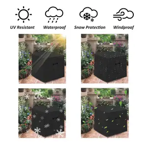 420D Oxford Fabric AC Cover Portable Foldable Dust-proof AC Cover Waterproof Black Air Conditioner Cover For Outside