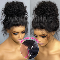 Wig ikal keriting rambut manusia 4C keriting tepi rambut manusia Wig tak terlihat simpul 360 tanpa lem penuh HD renda depan Wig rambut India mentah