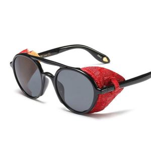 Gafas de Sol Redondas Steampunk de Cuero Personalizadas de Alta Calidad 2019 para Hombre y Mujer - Product Image 4
