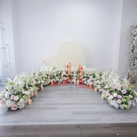 Chemin de fleurs artificielles pour allée de mariage, rose et blanc, en soie, arrangement floral pour cérémonie, décoration de sol pour événements