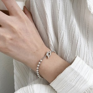 S925 Sterling <b>Silver</b> <b>Bead</b> OT Buckle Bracelet For Women Korean Style Light Luxury Jewelry Everyday Wear - Product Image 1