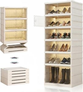 Armario de Almacenamiento de Plástico Transparente de Gran Capacidad y Múltiples Capas, Cajas de Zapatos Plegables Reforzadas, Organizador Moderno para Sala de Estar - Product Image 5