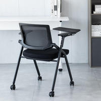 Chaise de formation ergonomique pliable, empilable, pour conférence, avec accoudoirs réglables, base en acier rembourrée, pour la maison et le bureau