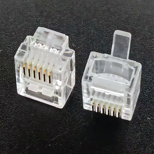 Hiệu suất cao 6P6C 6P4C pha lê trong suốt mạ Vàng RJ11 RJ12 Modular cắm điện thoại Mạng Adapter kết nối phụ kiện - Product Image 4