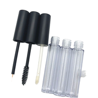4 ml Bouchon noir brillant/givré Bouteille en plastique transparente Injection corporelle Rouge à lèvres Eyeliner Brosse à cils Tête Pompe Pulvérisateur