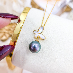 Colgante de Plata S925 para Manualidades, Collar de Mariposa Vacío con Cuentas Redondas de 8-12 mm, Chapado en Oro de 18K para la Creación de Joyas - Product Image 2