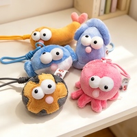 Porte-clés peluche pieuvre à bulles Factory Toys, grand œil, animal marin, pendentif de sac, jouet anti-stress, logo personnalisé, vente en gros