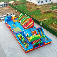 Parc d'attractions gonflable, parcours d'obstacles gonflable coloré pour adultes, parc à thème gonflable commercial en plein air