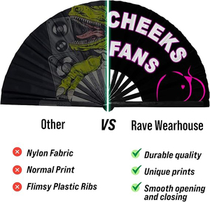 Abanico de Bambú Grande Personalizado con Tela Resistente y Sonido Fuerte para Bailarines de Festivales EDM y Fiestas Rave - Product Image 2