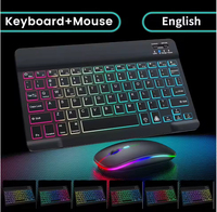 Kablosuz Klavye ve Fare Seti Klavye Oyun Faresi RGB Arka Aydınlatma 7 Renkli Aydınlatma Ultra İnce Tasarım Klavye