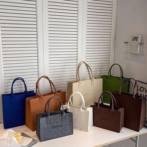 热卖大容量真皮手提包设计师羊毛毡女式背包环保便携 - Product Image 3