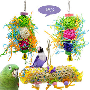 Qbellpet Factory Custom 3 Pack Bird <strong>Toys</strong> Colorful <strong>Parrot</strong> <strong>Toys</strong> <strong>Wholesale</strong> Rattan Ball Bird Cage Accessories - Product Image 6