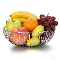 Cesta Redonda de Alambre Metálico Premium, Organizador de Cocina Multiusos Resistente para Almacenar Frutas, Pan, Verduras y Aperitivos